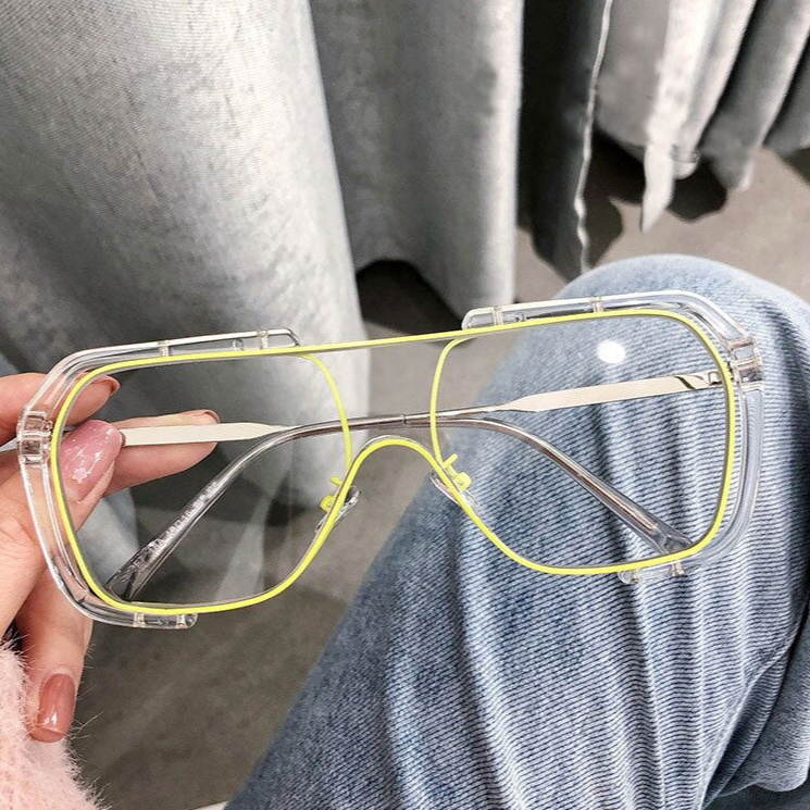 FENG Unisex Stylish Sunglass - Clear & Neon